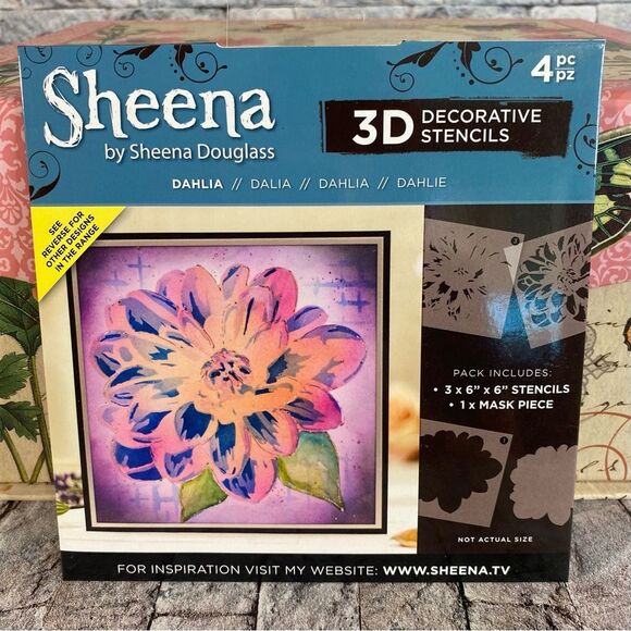 Sheena by Sheena Douglass Dalia Design 3D Decorative Stencils 4 Piece Set - Picture 1 of 4